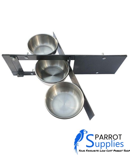 Parrot-Supplies Triple 5 Inch Bowl Parrot Swing Feeder For Cage & Aviary Birds